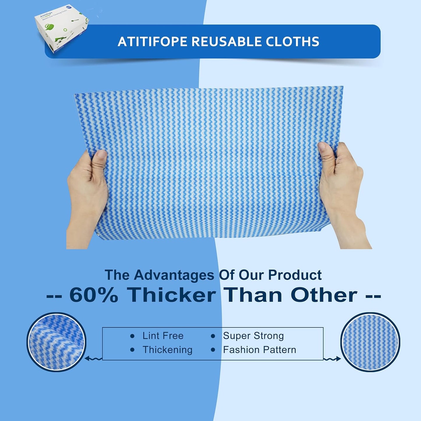 Atitifope Multi-Use Reusable Cloths - Heavy Duty Wipes for Kitchen, Bathroom & Car